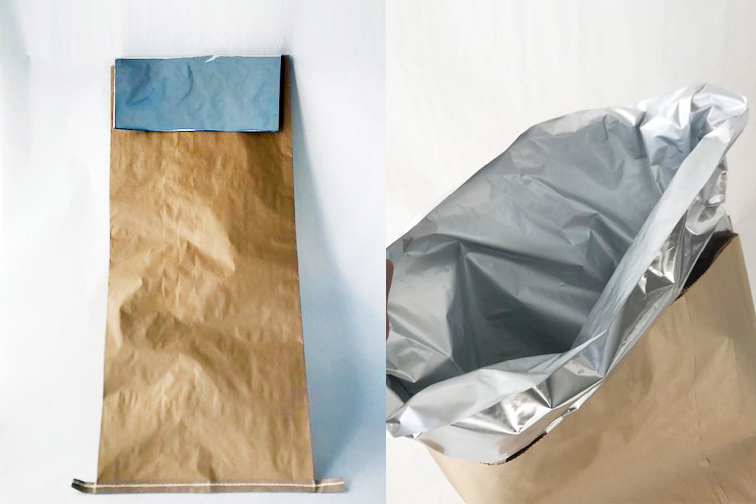 化学反応を起こしやすい薬品の輸送用　無添加PEアルミ袋を使った紙袋について